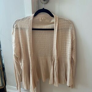 Moth Cream Knit Open-Front Cardigan